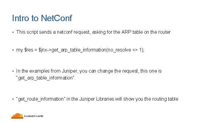 Intro to Net. Conf • This script sends a netconf request, asking for the