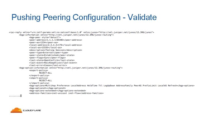 Pushing Peering Configuration - Validate 