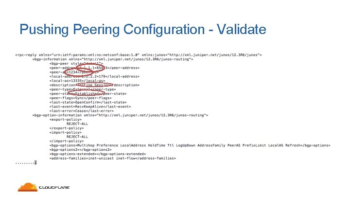 Pushing Peering Configuration - Validate 