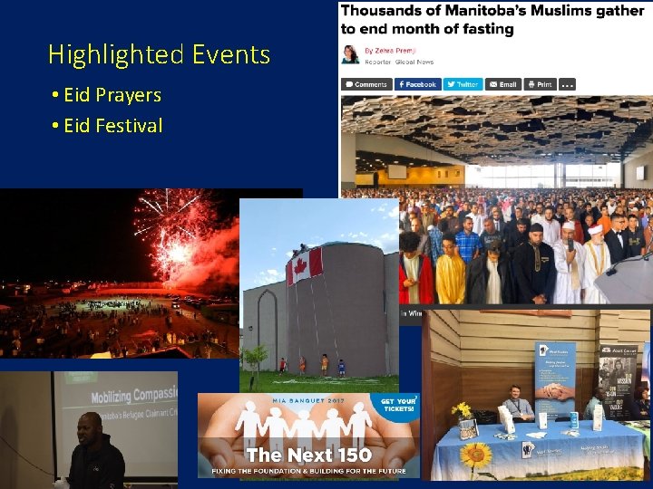 Highlighted Events • Eid Prayers • Eid Festival 