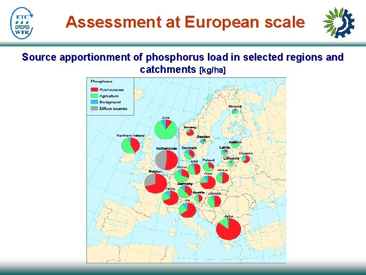 Assessment at European scale Source apportionment of phosphorus load in selected regions and catchments