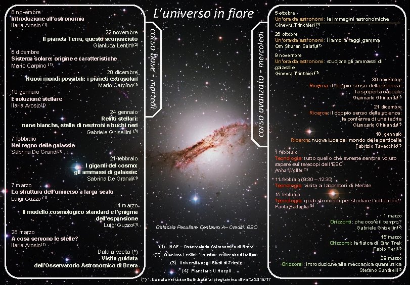 L’universo in fiore 8 novembre Introduzione all’astronomia Ilaria Arosio (1) 6 dicembre Sistema solare: L’universo in fiore 8 novembre Introduzione all’astronomia Ilaria Arosio (1) 6 dicembre Sistema solare: