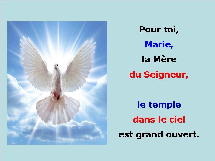 Pour toi, Marie, . . la Mère du Seigneur, le temple dans le ciel