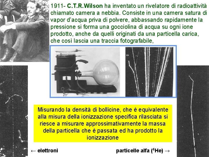 1911 - C. T. R. Wilson ha inventato un rivelatore di radioattività chiamato camera