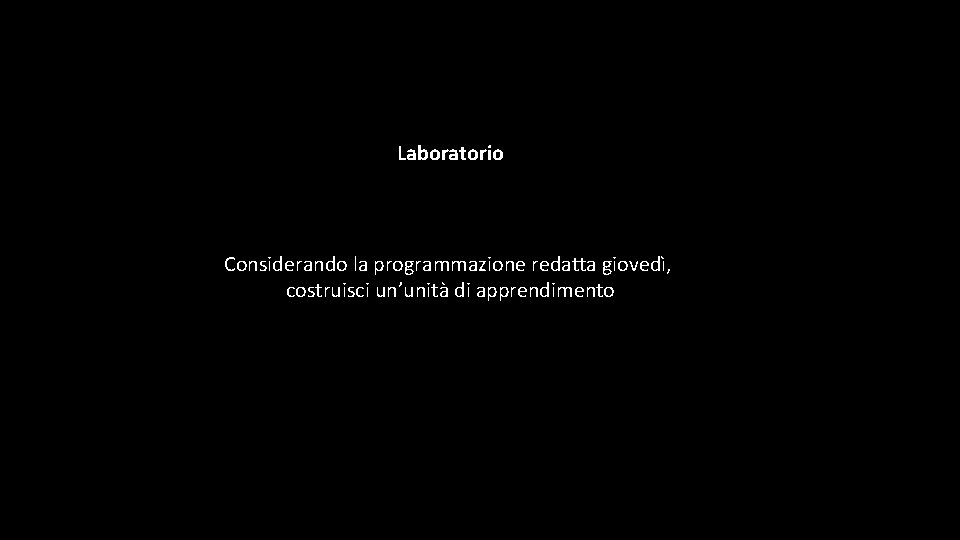 Laboratorio Considerando la programmazione redatta giovedì, costruisci un’unità di apprendimento 