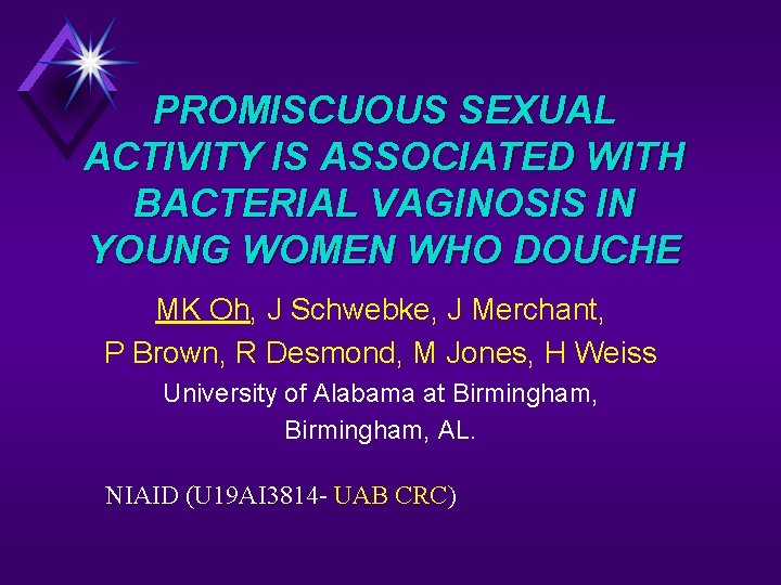 PROMISCUOUS SEXUAL ACTIVITY IS ASSOCIATED WITH BACTERIAL VAGINOSIS IN YOUNG WOMEN WHO DOUCHE MK