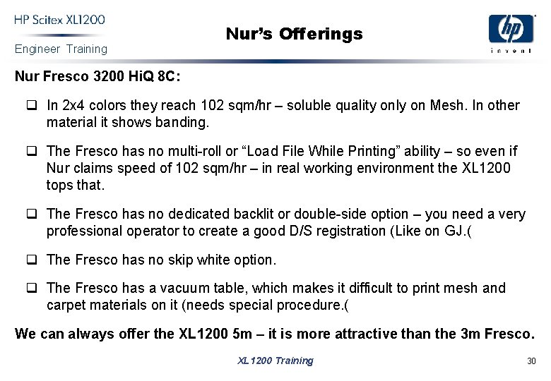 Engineer Training Nur’s Offerings Nur Fresco 3200 Hi. Q 8 C: q In 2