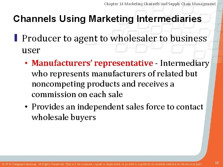 Chapter 14 Marketing Channels and Supply Chain Management Channels Using Marketing Intermediaries ▮ Producer