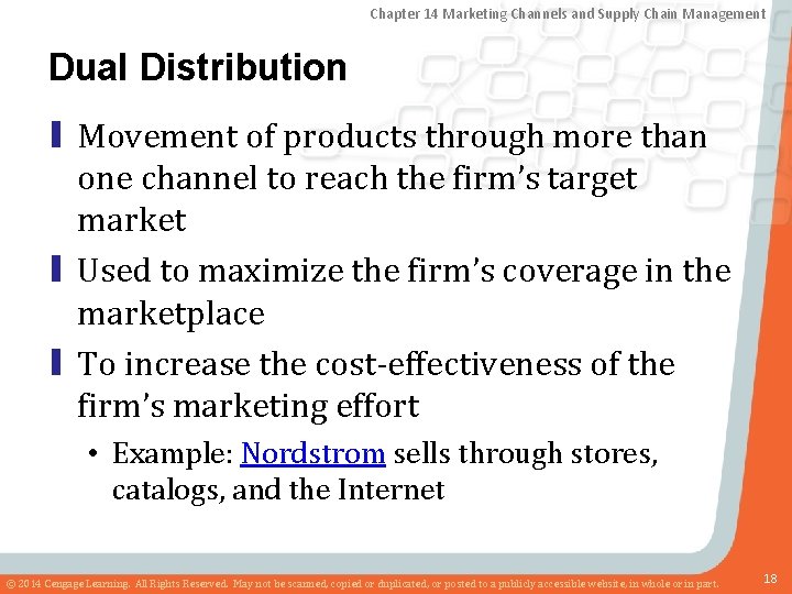 Chapter 14 Marketing Channels and Supply Chain Management Dual Distribution ▮ Movement of products