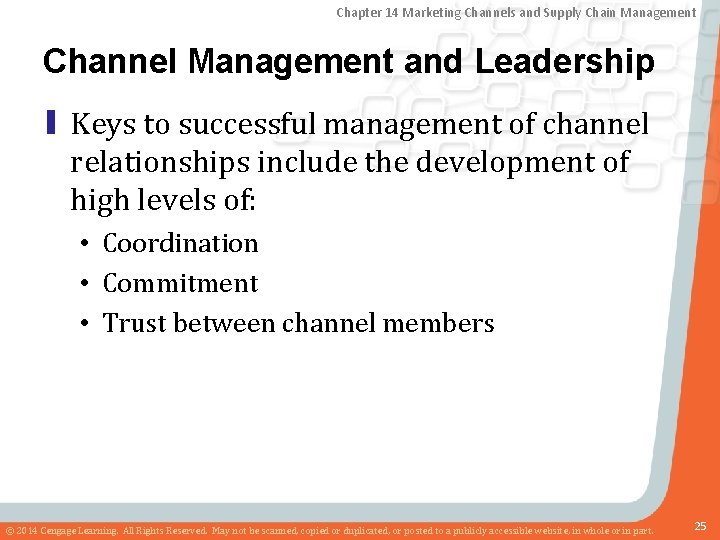 Chapter 14 Marketing Channels and Supply Chain Management Channel Management and Leadership ▮ Keys