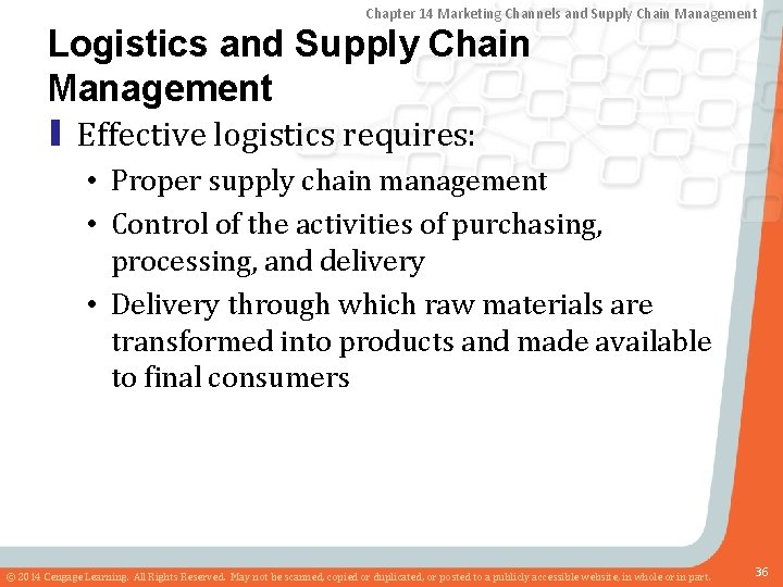 Chapter 14 Marketing Channels and Supply Chain Management Logistics and Supply Chain Management ▮