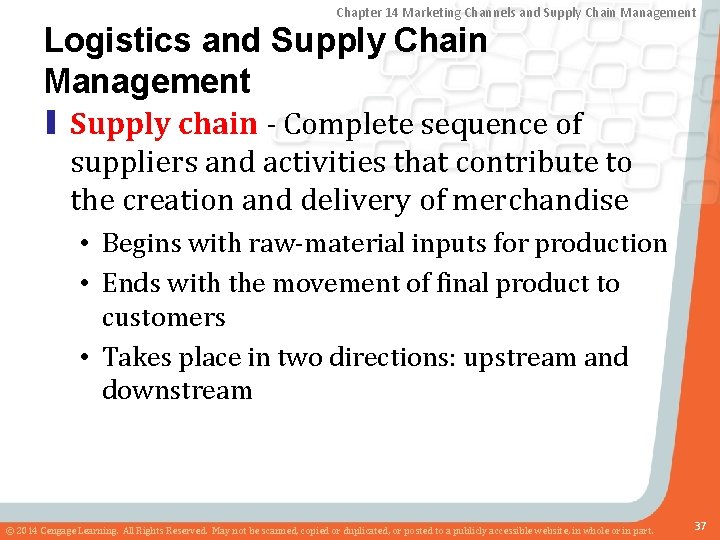 Chapter 14 Marketing Channels and Supply Chain Management Logistics and Supply Chain Management ▮