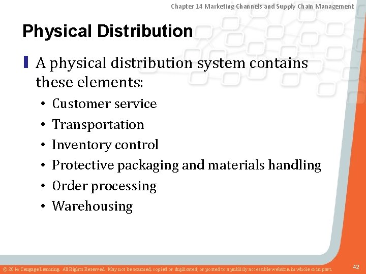 Chapter 14 Marketing Channels and Supply Chain Management Physical Distribution ▮ A physical distribution