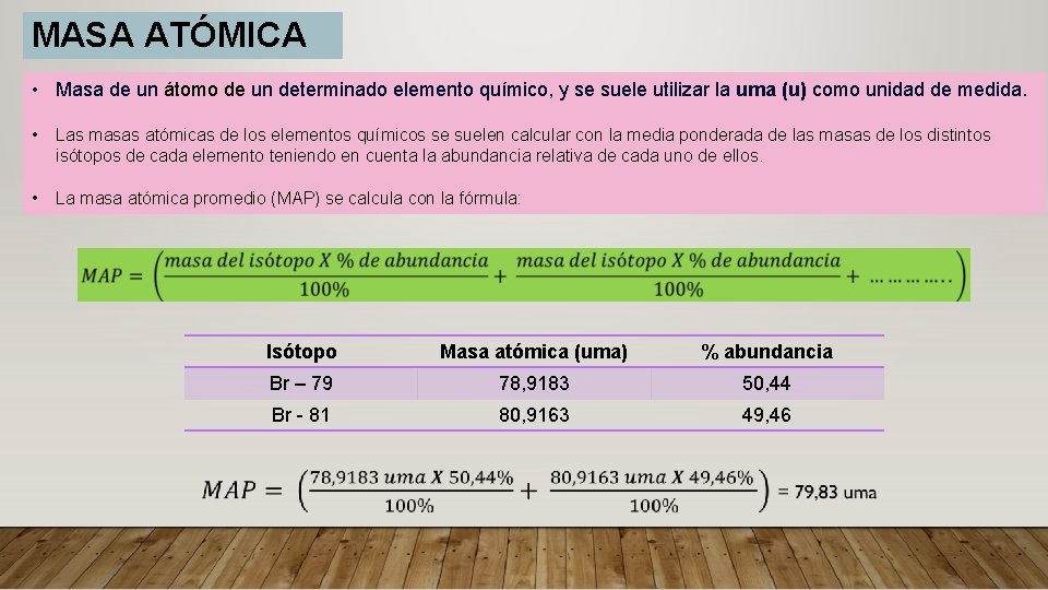 MASA ATÓMICA • Masa de un átomo de un determinado elemento químico, y se MASA ATÓMICA • Masa de un átomo de un determinado elemento químico, y se