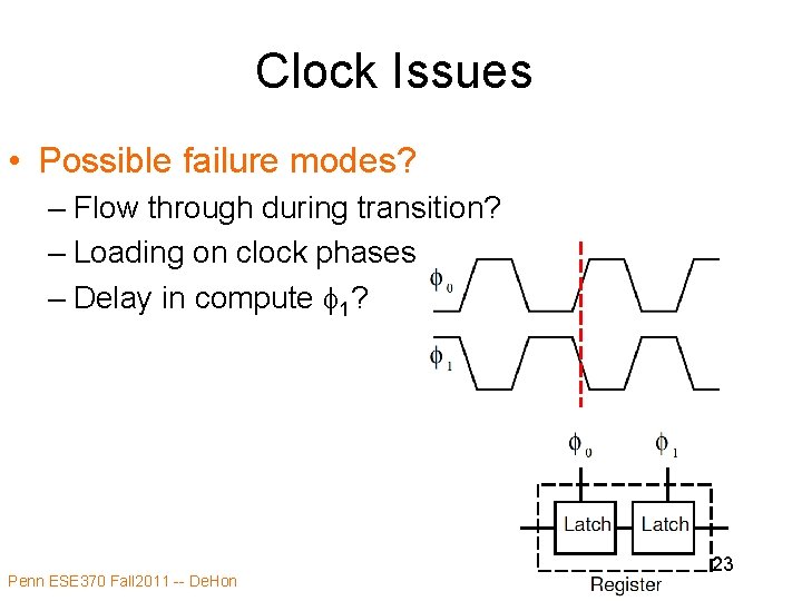 Clock Issues • Possible failure modes? – Flow through during transition? – Loading on Clock Issues • Possible failure modes? – Flow through during transition? – Loading on