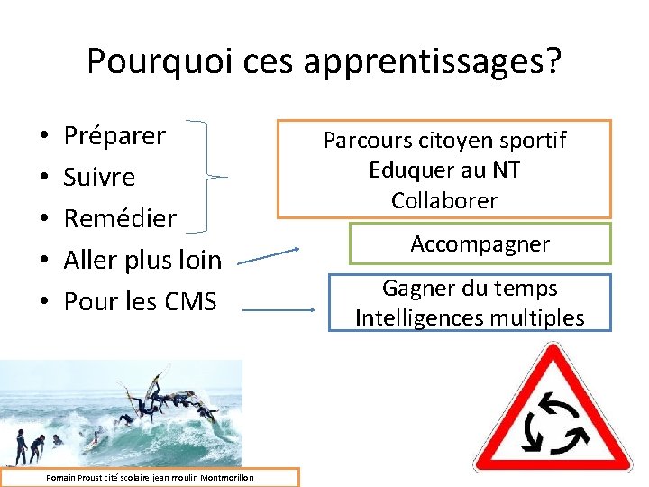 Pourquoi ces apprentissages? • • • Préparer Suivre Remédier Aller plus loin Pour les