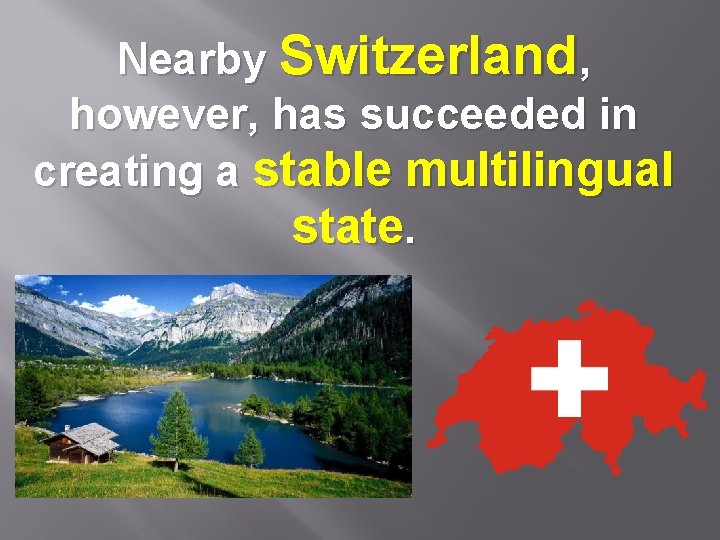 Nearby Switzerland, however, has succeeded in creating a stable multilingual state. 