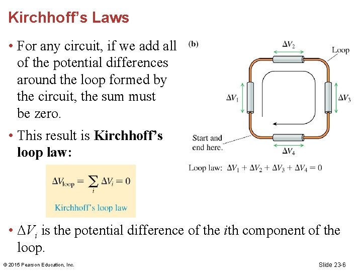 Kirchhoff’s Laws • For any circuit, if we add all of the potential differences