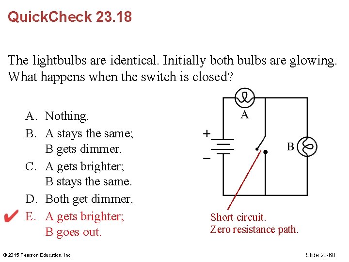 Quick. Check 23. 18 The lightbulbs are identical. Initially both bulbs are glowing. What