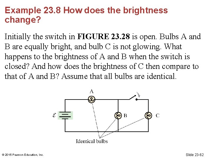 Example 23. 8 How does the brightness change? Initially the switch in FIGURE 23.