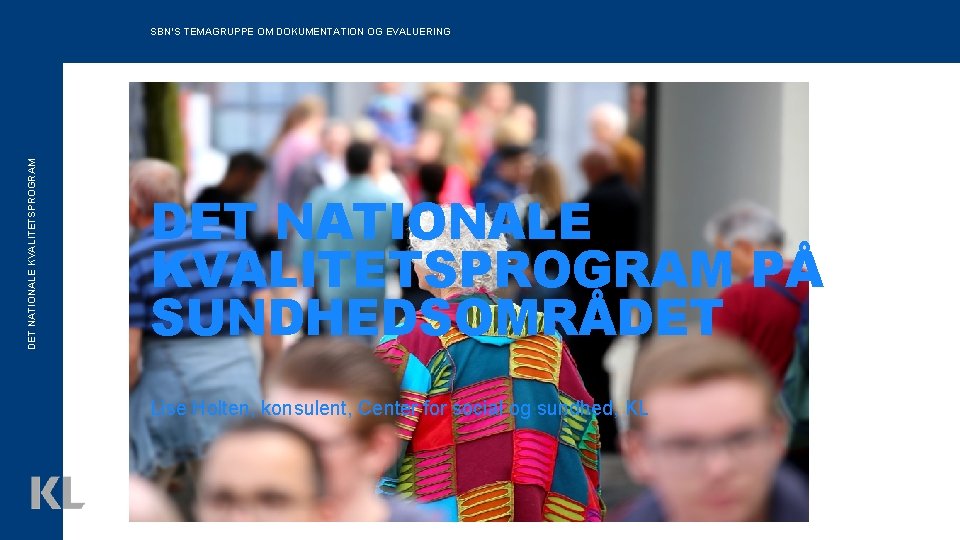 DET NATIONALE KVALITETSPROGRAM SBN’S TEMAGRUPPE OM DOKUMENTATION OG EVALUERING DET NATIONALE KVALITETSPROGRAM PÅ SUNDHEDSOMRÅDET