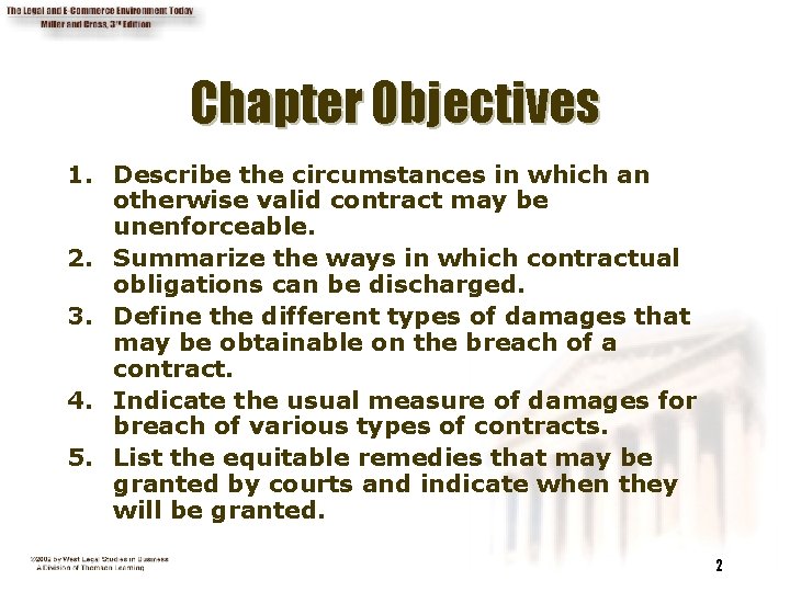 Chapter Objectives 1. Describe the circumstances in which an otherwise valid contract may be