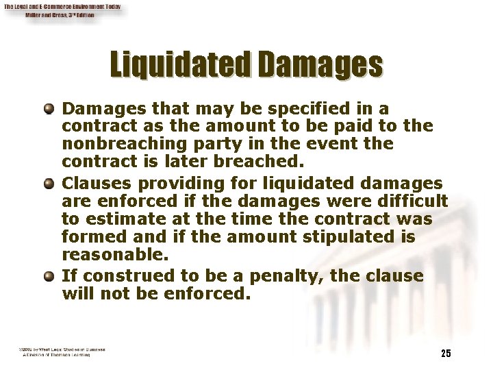 Liquidated Damages that may be specified in a contract as the amount to be