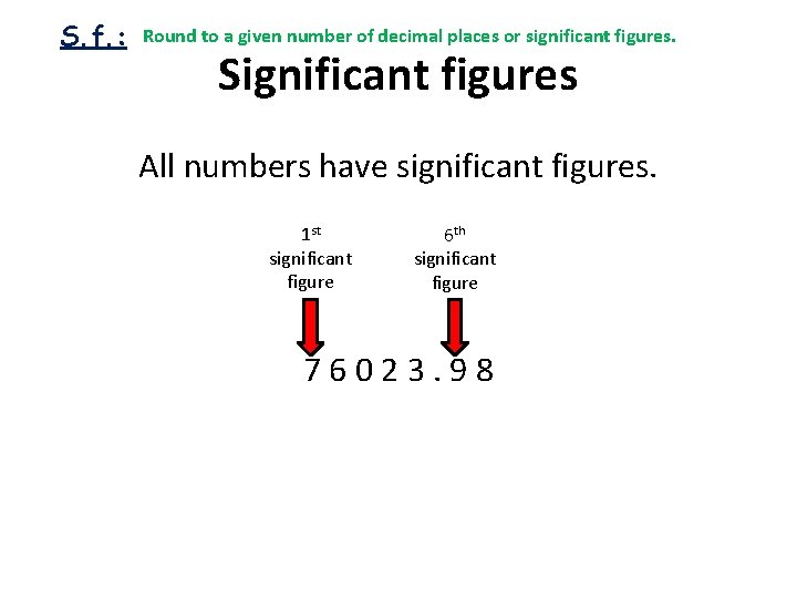 S. f. : Round to a given number of decimal places or significant figures.