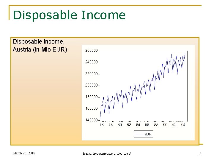 Disposable Income Disposable income, Austria (in Mio EUR) March 23, 2018 Hackl, Econometrics 2,