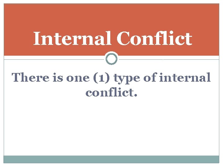 Internal Conflict There is one (1) type of internal conflict. 