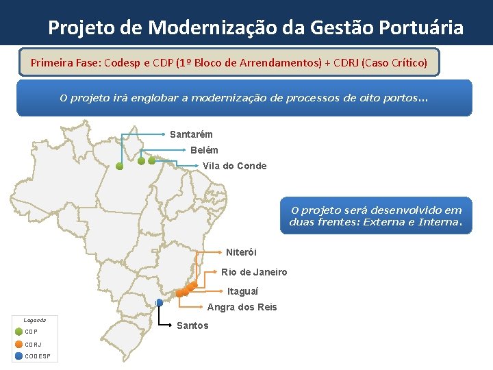 Projeto de Modernização da Gestão Portuária Primeira Fase: Codesp e CDP (1º Bloco de