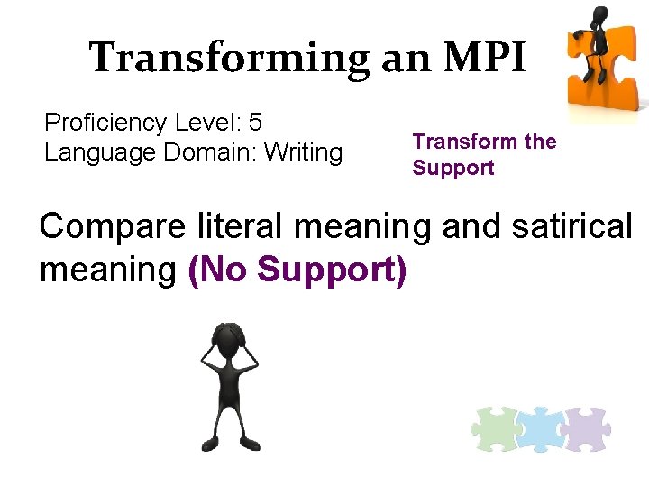Transforming an MPI Proficiency Level: 5 Language Domain: Writing Transform the Support Compare literal