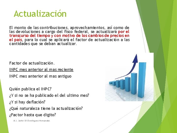 Actualización El monto de las contribuciones, aprovechamientos, así como de las devoluciones a cargo Actualización El monto de las contribuciones, aprovechamientos, así como de las devoluciones a cargo