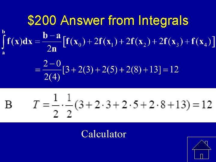$200 Answer from Integrals Calculator 