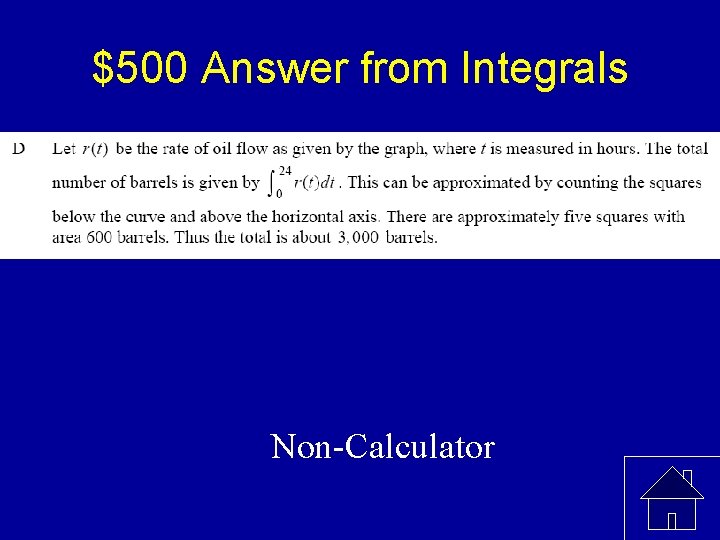 $500 Answer from Integrals Non-Calculator 