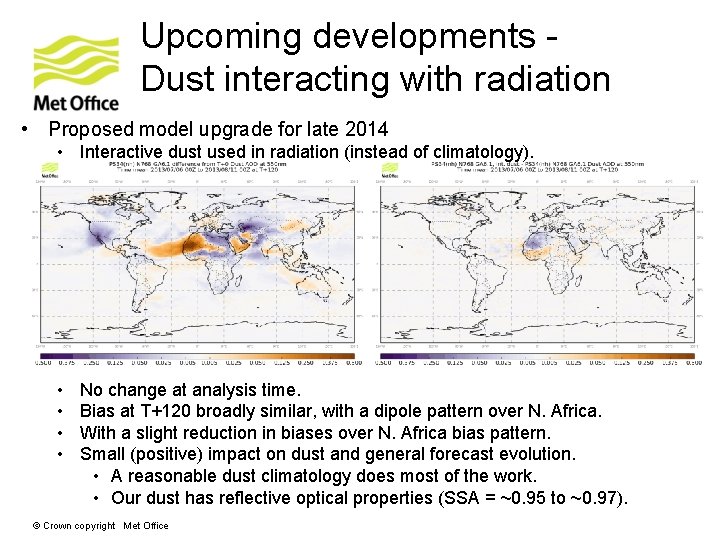 Upcoming developments Dust interacting with radiation • Proposed model upgrade for late 2014 •