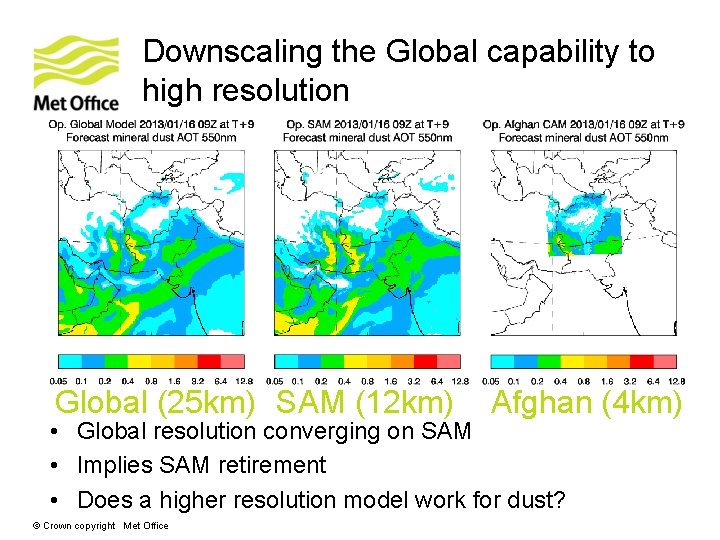 Downscaling the Global capability to high resolution Global (25 km) SAM (12 km) Afghan