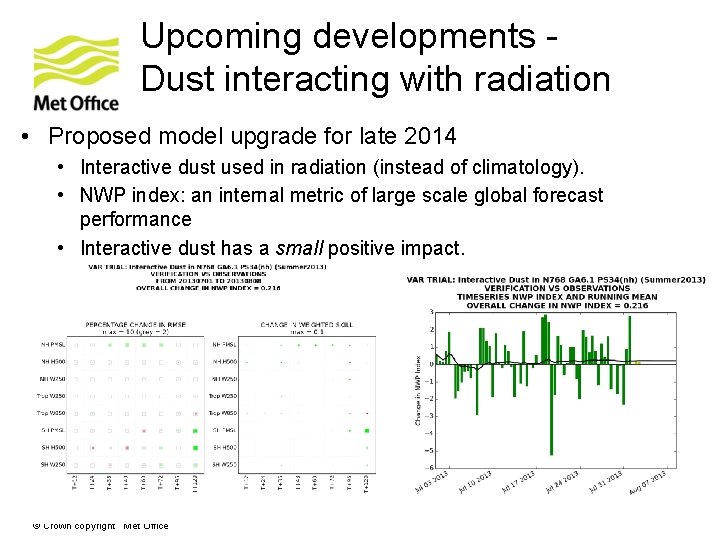 Upcoming developments Dust interacting with radiation • Proposed model upgrade for late 2014 •