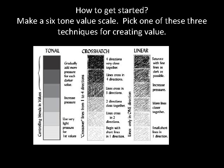 How to get started? Make a six tone value scale. Pick one of these