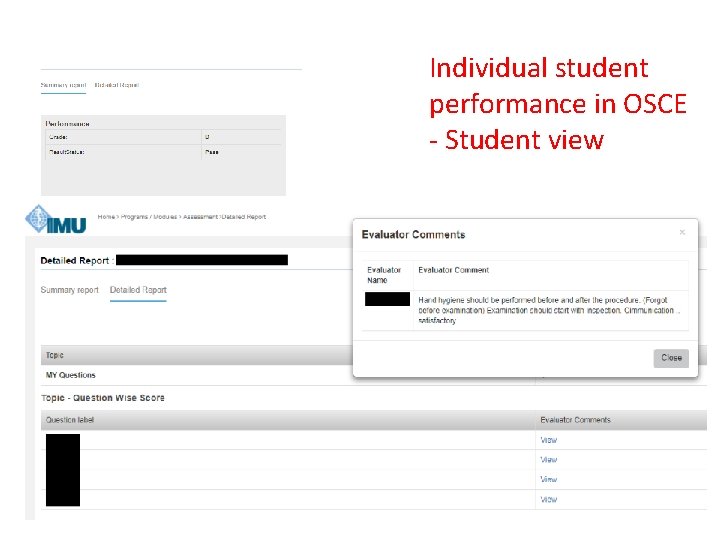 Individual student performance in OSCE - Student view 