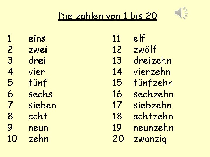 Die zahlen von 1 bis 20 1 2 3 4 5 6 7 8