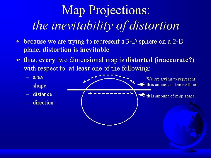 Map Projections: the inevitability of distortion F F because we are trying to represent