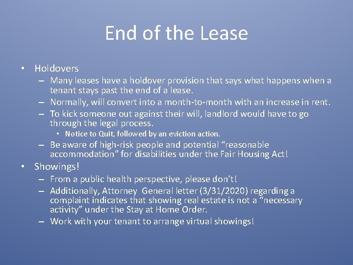 Landlord Tenant Issues Related To Covid 19 Presented