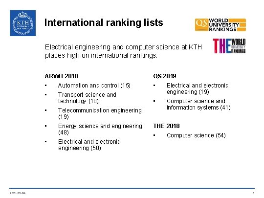 International ranking lists Electrical engineering and computer science at KTH places high on international