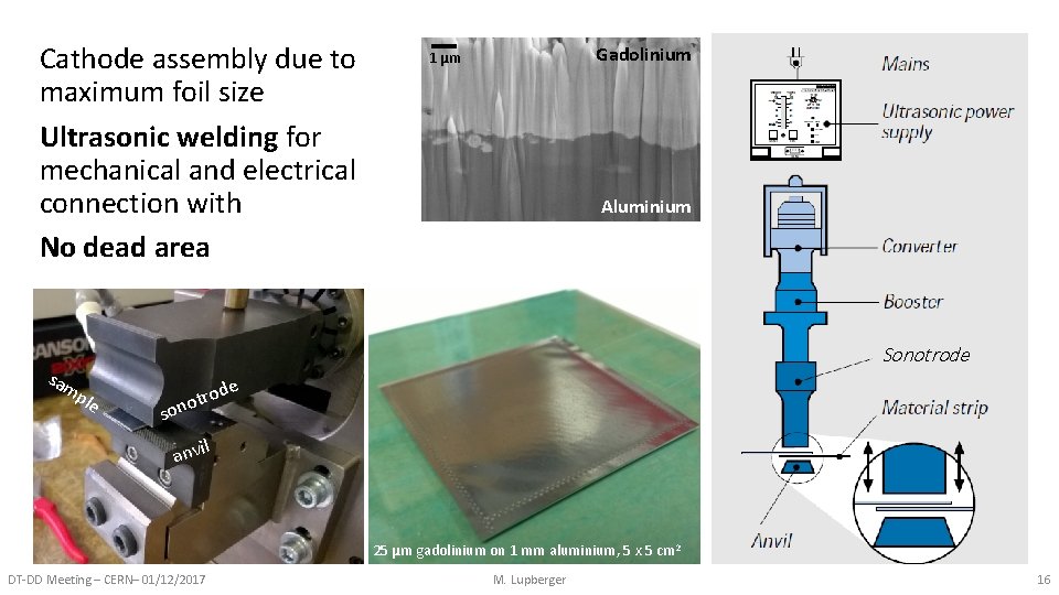 Cathode assembly due to maximum foil size Ultrasonic welding for mechanical and electrical connection