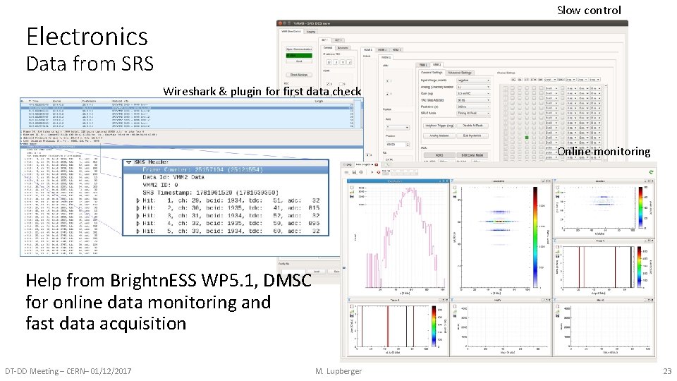 Slow control Electronics Data from SRS Wireshark & plugin for first data check Online