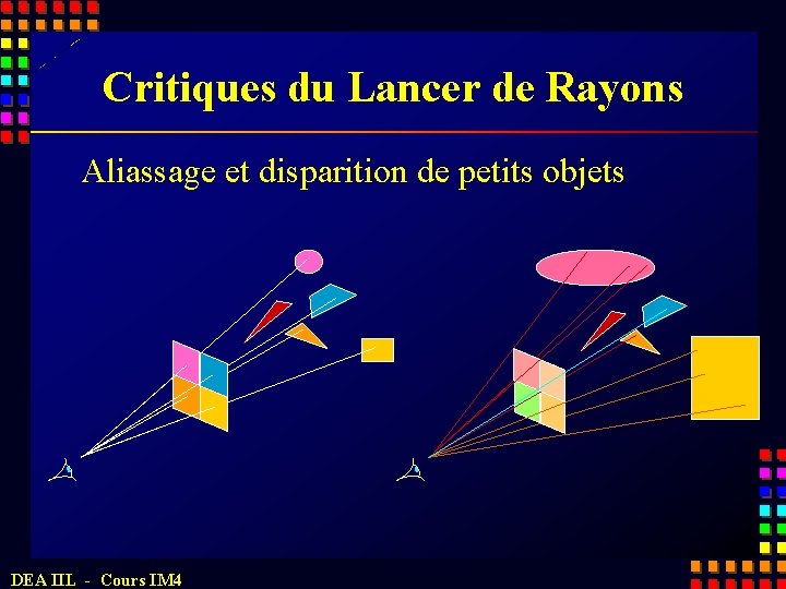 Critiques du Lancer de Rayons Aliassage et disparition de petits objets DEA IIL -