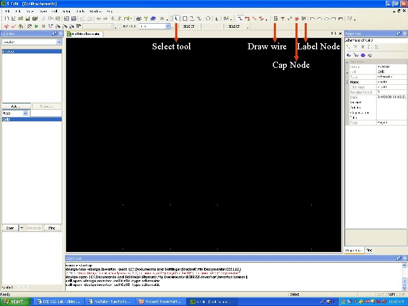 Select tool Draw wire Label Node Cap Node 