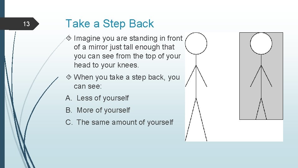 13 Take a Step Back Imagine you are standing in front of a mirror 13 Take a Step Back Imagine you are standing in front of a mirror