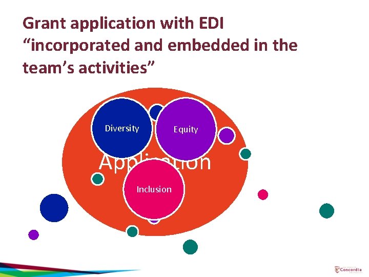 Grant application with EDI “incorporated and embedded in the team’s activities” Diversity Equity Application